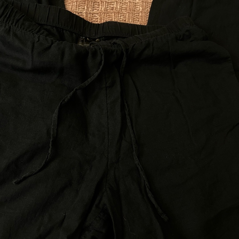 H&M Black wide leg linen pants